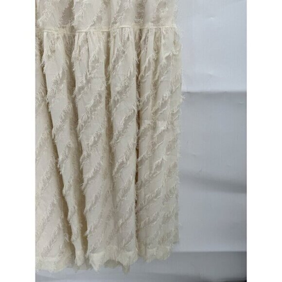 NWOT En Saison Dress Women Large Ivory Texture Stripe Bohemian Midi Cottage - Picture 6 of 12
